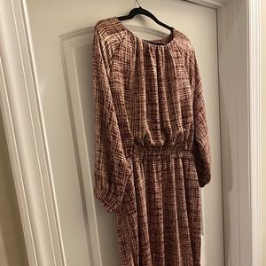 Maroon printed midi dress